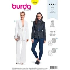 Burda Sewing Pattern 6376 Style Woman's Stylish Blazers With Belt