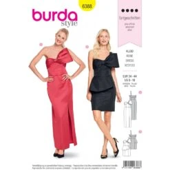 Burda Sewing Pattern 6388 Style Woman's Retro Gown Dress With Bow