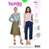 Burda Sewing Pattern 6434 Woman's Feminine Blouse With Pleats And Slit In Back -OHSEWCRAFTY burda sewing pattern 6434 woman s feminine blouse with pleats and slit in back