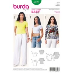Burda Sewing Pattern 6820 Style Misses' Stylish Basic T-Shirt For Summer