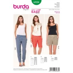 Burda Sewing Pattern 6938 Style Misses' Summer Trousers And Shorts