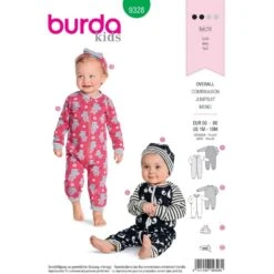 Burda Sewing Pattern 9328 Baby's Rhomper With Zipper Down The Side