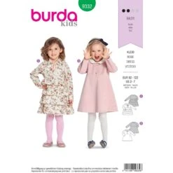 Burda Sewing Pattern 9332 Style Child's And Toddler's Button Up Dress