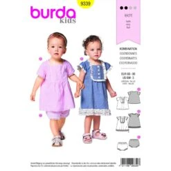 Burda Sewing Pattern 9339 Style Infant Toddlers Summer Dress & Shorts