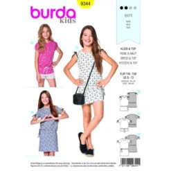 Burda Sewing Pattern 9344 Style Children's Girls Casual Summer Shirt & Dress