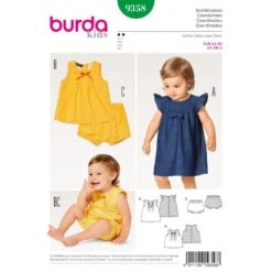 Burda Sewing Pattern 9358 Style Infant Toddlers Summer Dress And Shorts