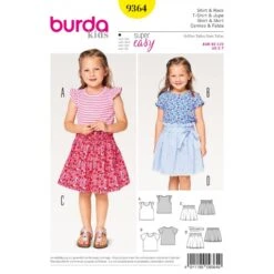 Burda Sewing Pattern 9364 Style Child's Top Shirt And Elastic Skirt