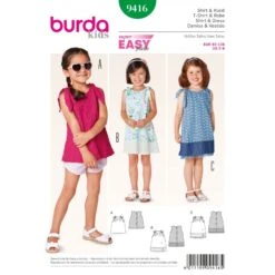 Burda Sewing Pattern 9416 Style Infant Toddlers Summer Dress And Top