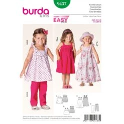 Burda Sewing Pattern 9437 Style Infant Babies Summer Dress And Trousers