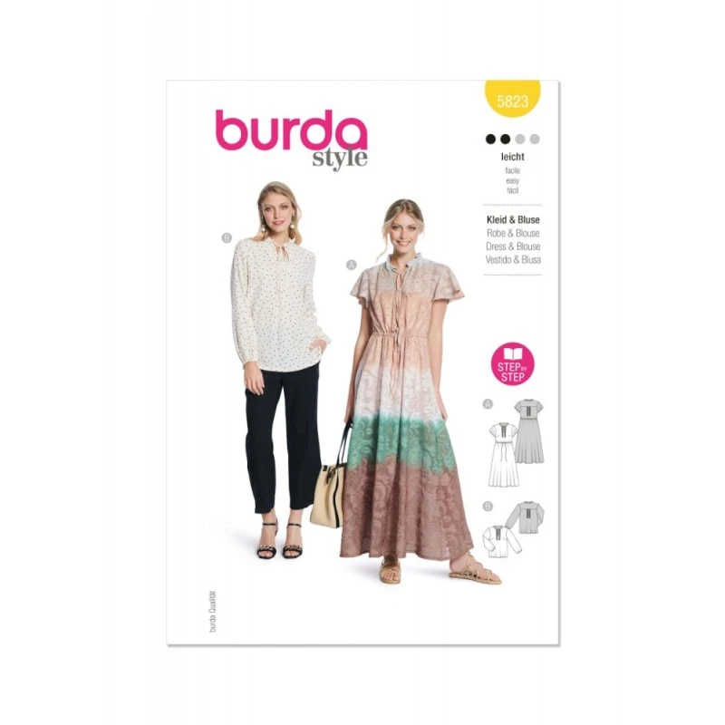 Burda Style Pattern 5823 Misses’ Easy-To-Sew Maxi Dress And Long Sleeved Blouse 3 Burda Style Pattern 5823 Misses’ Easy-To-Sew Maxi Dress And Long Sleeved Blouse