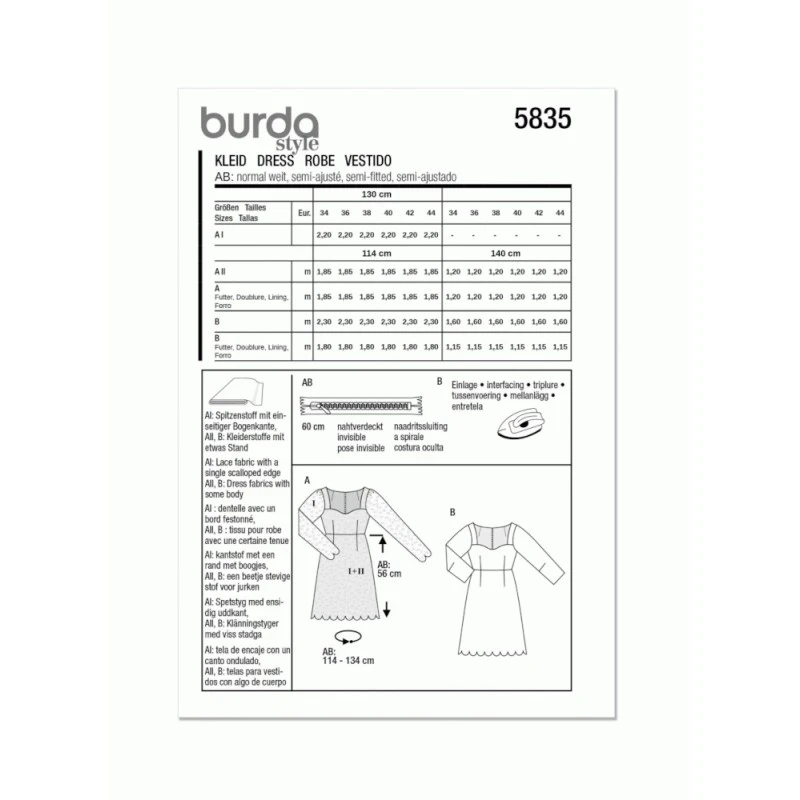 Burda Style Sewing Pattern 5835 Misses’ Cocktail Dress With Flattering Neckline 10 Burda Style Sewing Pattern 5835 Misses’ Cocktail Dress With Flattering Neckline - Image 8