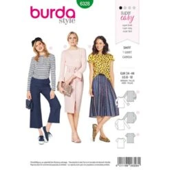 Burda Style Sewing Pattern 6328 Misses’ Top With Boat Neckline And Frill Sleeves