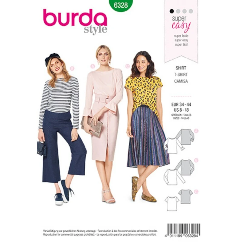 Burda Style Sewing Pattern 6328 Misses’ Top With Boat Neckline And Frill Sleeves 3 Burda Style Sewing Pattern 6328 Misses’ Top With Boat Neckline And Frill Sleeves