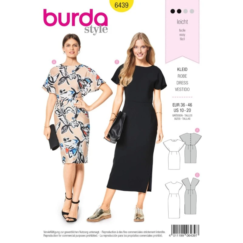 Burda Style Sewing Pattern 6439 Women’s Back Interest Dresses With Simple Front 3 Burda Style Sewing Pattern 6439 Women’s Back Interest Dresses With Simple Front