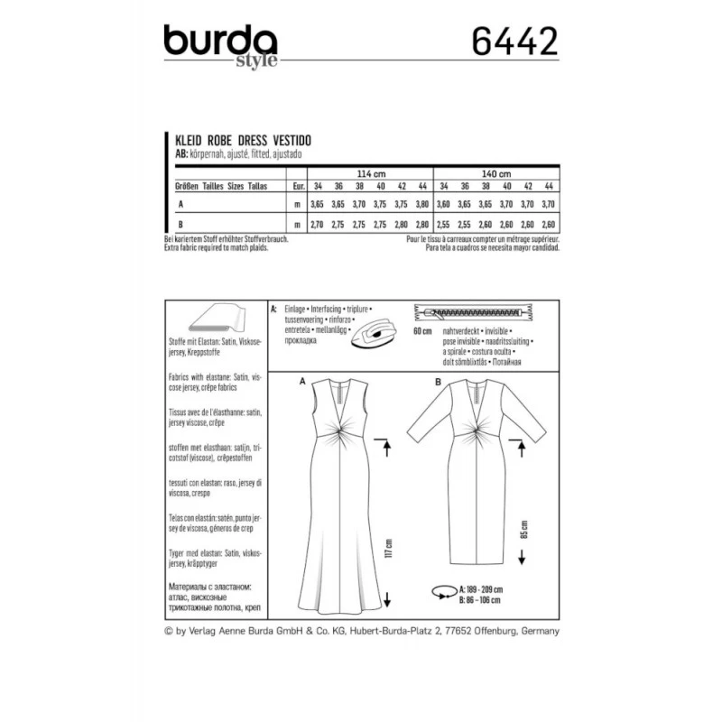 Burda Style Sewing Pattern 6442 Women’s Extravagant V Neckline Evening Dresses 6 Burda Style Sewing Pattern 6442 Women’s Extravagant V Neckline Evening Dresses - Image 4