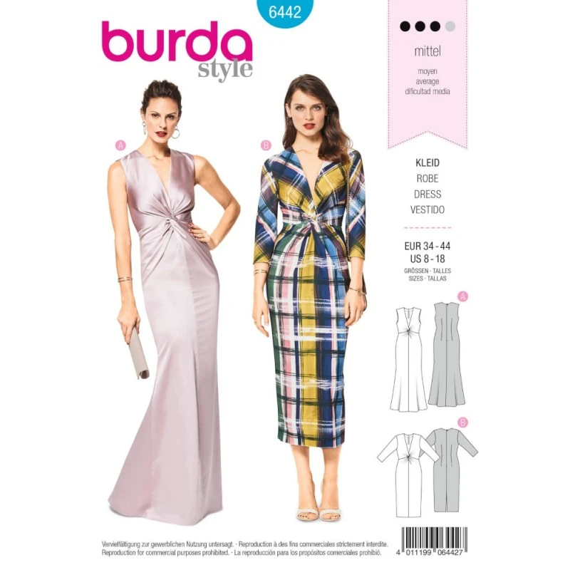 Burda Style Sewing Pattern 6442 Women’s Extravagant V Neckline Evening Dresses 3 Burda Style Sewing Pattern 6442 Women’s Extravagant V Neckline Evening Dresses