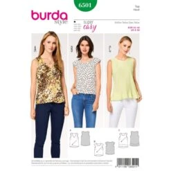 Burda Style Sewing Pattern 6501 Women’s’ Stylish Bias Cut Tops With Flounce
