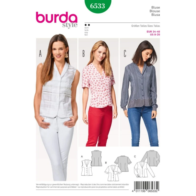 Burda Style Sewing Pattern 6533 Women’s Blouses With A Shawl Collar And Darts 3 Burda Style Sewing Pattern 6533 Women’s Blouses With A Shawl Collar And Darts