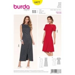 Burda Style Sewing Pattern 6877 Womens' Unique Dresses With Elaborate Seam Lines