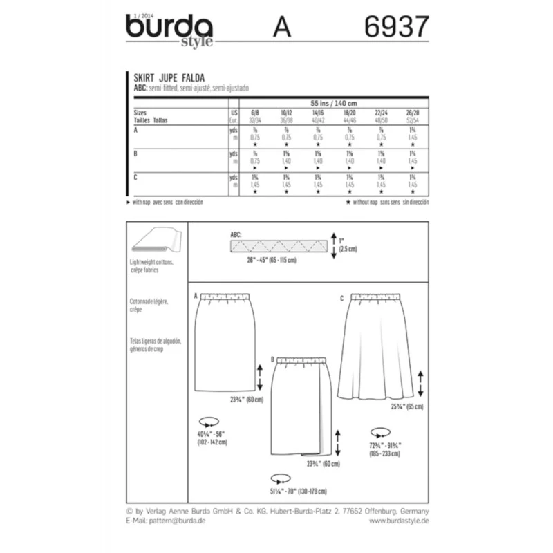 Burda Style Sewing Pattern 6937 Women's Cute Summer Skirts In Three Variations 4 Burda Style Sewing Pattern 6937 Women's Cute Summer Skirts In Three Variations - Image 2
