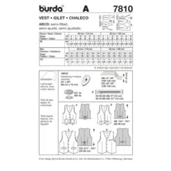 Burda Style Sewing Pattern 7810 Men's And Women's Unisex Different Styled Vests -OHSEWCRAFTY burda style sewing pattern 7810 men s and women s unisex different styled vests 1