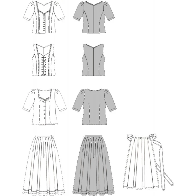 Burda Style Sewing Pattern 7870 Women's Traditional Dirndl Skirt, Apron & Blouse 5 Burda Style Sewing Pattern 7870 Women's Traditional Dirndl Skirt, Apron & Blouse - Image 3