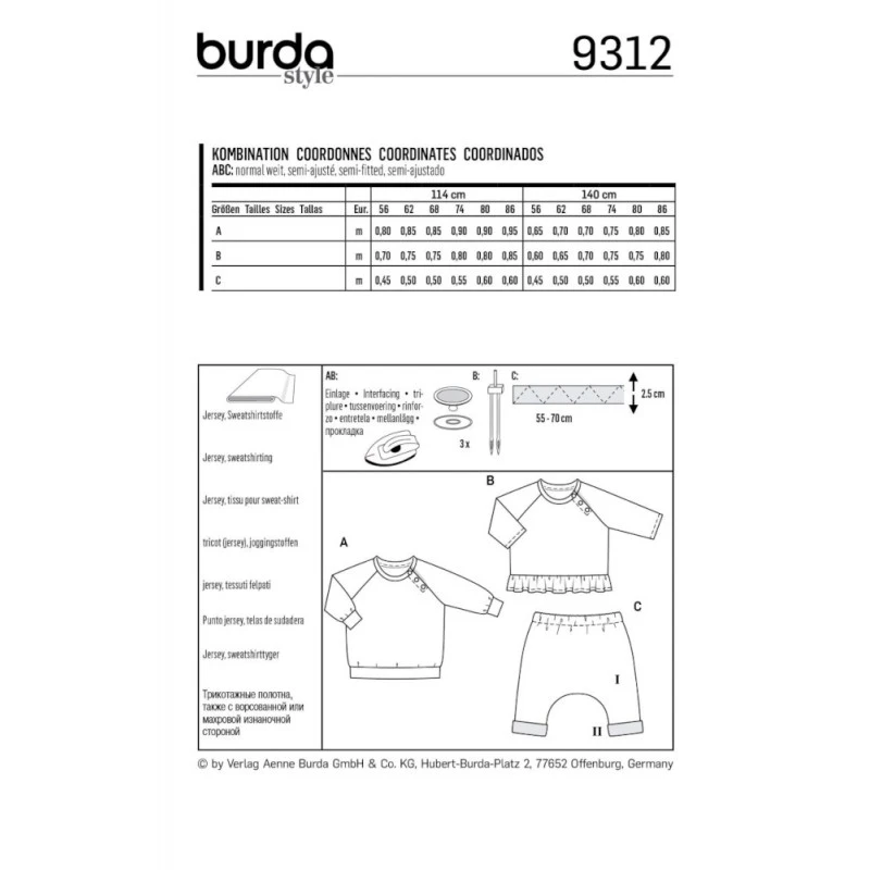 Burda Style Sewing Pattern 9312 Babies’ Coordinates, Pull-On Top And Bottoms 4 Burda Style Sewing Pattern 9312 Babies’ Coordinates, Pull-On Top And Bottoms - Image 2