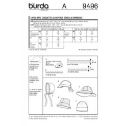 Burda Style Toddler And Child Summer Casual Hat Sewing Pattern 9496 -OHSEWCRAFTY burda style toddler and child summer casual hat sewing pattern 9496 1