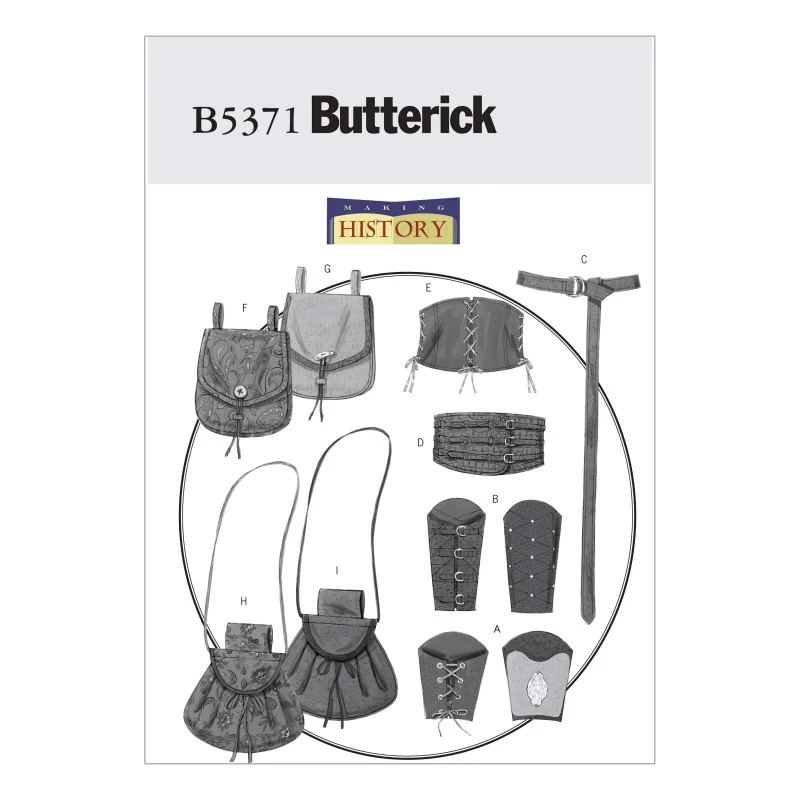 Butterick Sewing Pattern 5371 Misses' Men's Wrist Bracers Corset Belt & Pouches 3 Butterick Sewing Pattern 5371 Misses' Men's Wrist Bracers Corset Belt & Pouches