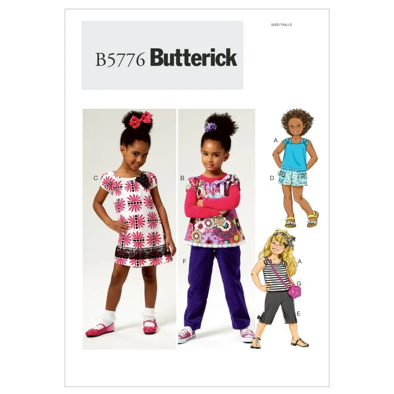 Butterick Sewing Pattern 5776 Children's Top Dress Shorts Trousers & Bag 3 Butterick Sewing Pattern 5776 Children's Top Dress Shorts Trousers & Bag