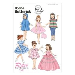 Butterick Sewing Pattern 5864 18" Doll Clothes Dress Hoodie Trousers