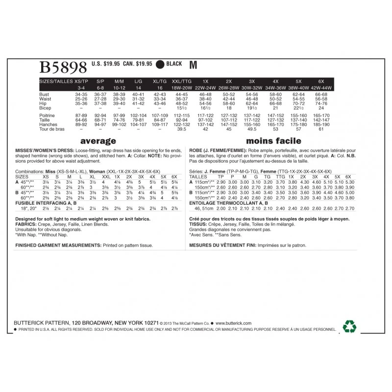 Butterick Sewing Pattern 5898 Misses' Loose Fitting Dress 4 Butterick Sewing Pattern 5898 Misses' Loose Fitting Dress - Image 2