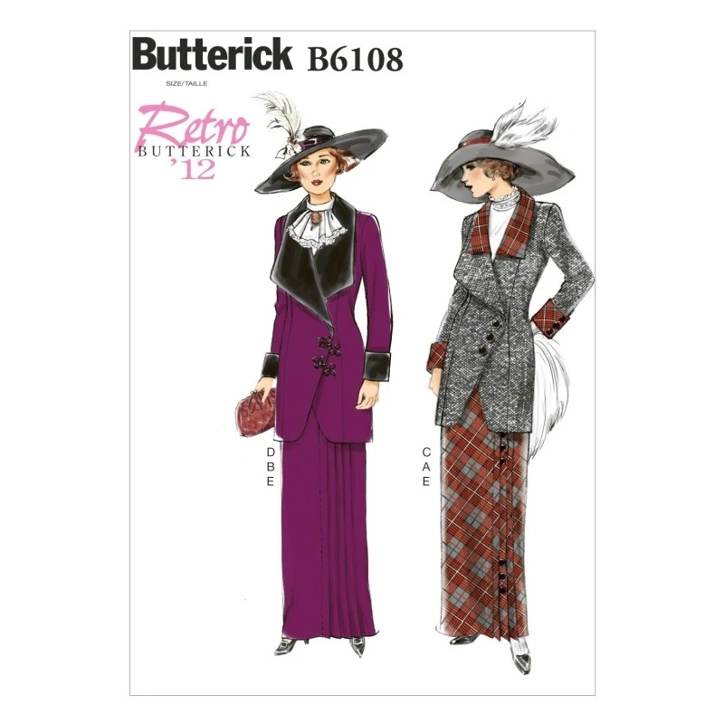 Butterick Sewing Pattern 6108 Misses' Jacket Coat Neck Ruffle & Skirt 3 Butterick Sewing Pattern 6108 Misses' Jacket Coat Neck Ruffle & Skirt