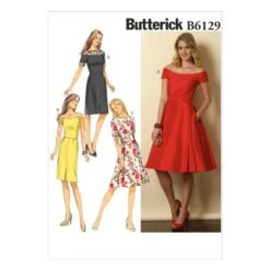 Butterick Sewing Pattern 6129 Misses' Petite Dress Flared Skirt