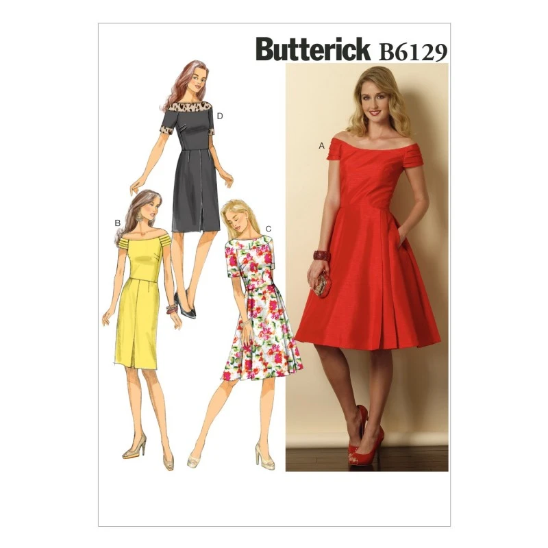 Butterick Sewing Pattern 6129 Misses' Petite Dress Flared Skirt 3 Butterick Sewing Pattern 6129 Misses' Petite Dress Flared Skirt