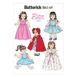 Butterick Sewing Pattern 6149 18" Doll Clothes Dress Cape Bonnet