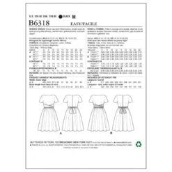 Butterick Sewing Pattern 6318 Misses' Semi Fitted Bodice Dress -OHSEWCRAFTY butterick sewing pattern 6318 misses semi fitted bodice dress 1