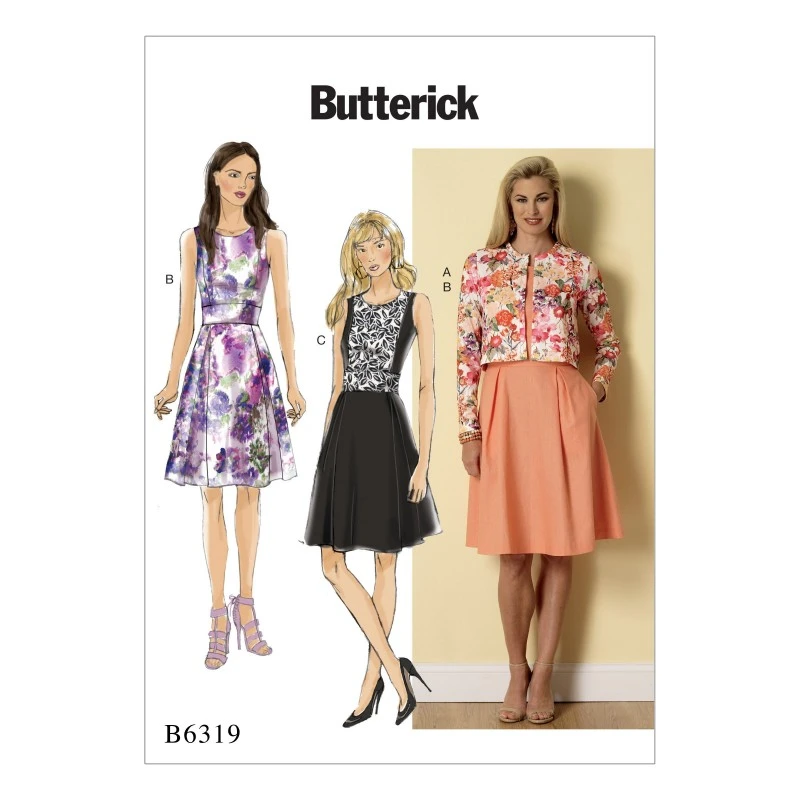 Butterick Sewing Pattern 6319 Misses' Cardigan & Pleated Skirt Dress 3 Butterick Sewing Pattern 6319 Misses' Cardigan & Pleated Skirt Dress