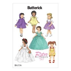 Butterick Sewing Pattern 6336 18" Doll Clothes Retro Outfits Bride Dress