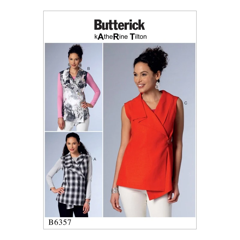Butterick Sewing Pattern 6357 Misses' Sleeveless Wrap Tops With Shawl Collar 3 Butterick Sewing Pattern 6357 Misses' Sleeveless Wrap Tops With Shawl Collar