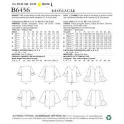 Butterick Sewing Pattern 6456 Misses' Tulip Or Ruffle Sleeve Top -OHSEWCRAFTY butterick sewing pattern 6456 misses tulip or ruffle sleeve top 1