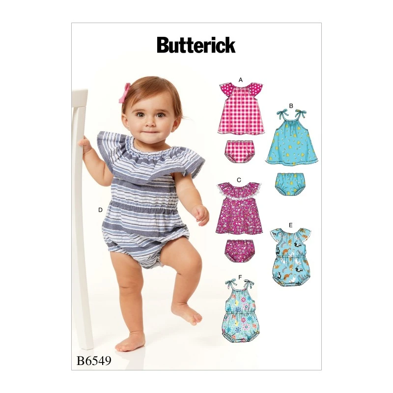 Butterick Sewing Pattern 6549 Infants Romper, Dress And Panties 3 Butterick Sewing Pattern 6549 Infants Romper, Dress And Panties