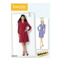 Butterick Sewing Pattern 6589 Misses' Faux Wrap Gathered Dress