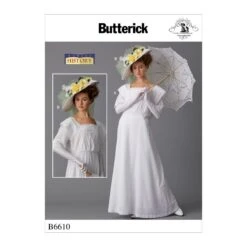 Butterick Sewing Pattern 6610 Misses' Vintage Period Dress And Hat