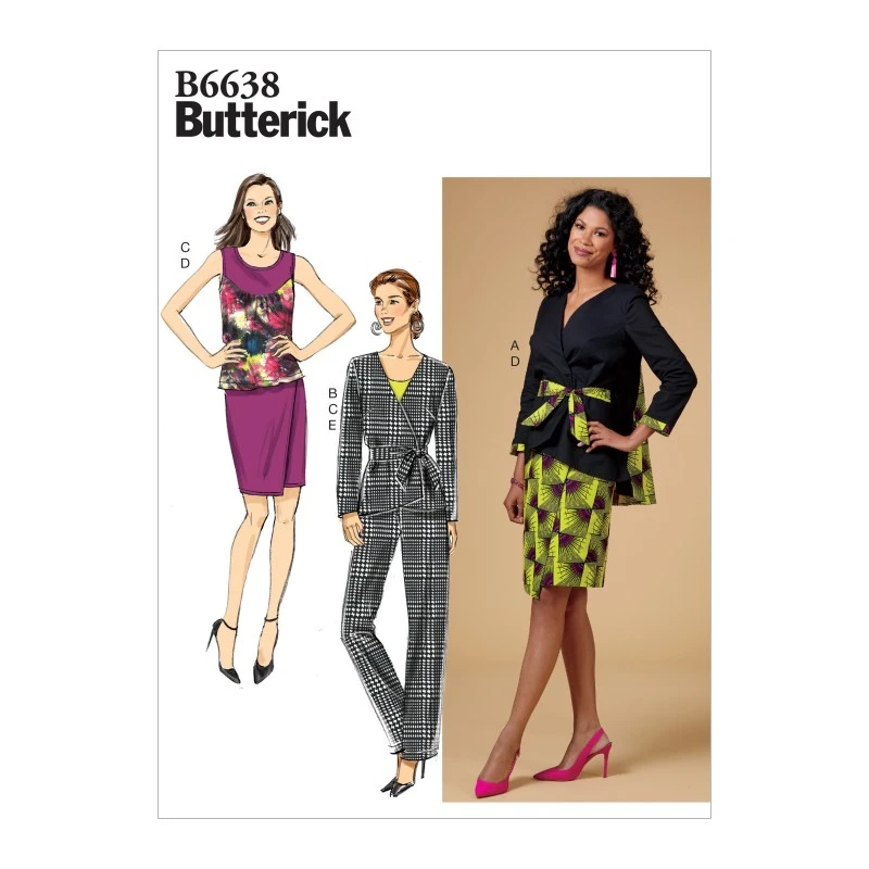 Butterick Sewing Pattern 6638 Women's Jacket Top Skirt Trousers & Sash 3 Butterick Sewing Pattern 6638 Women's Jacket Top Skirt Trousers & Sash