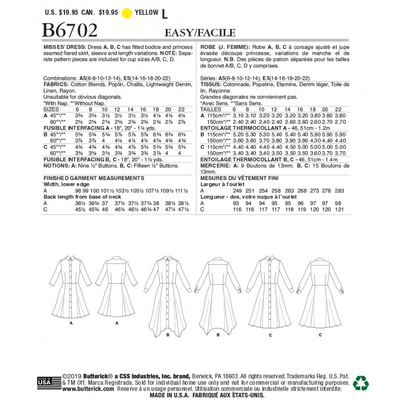 Butterick Sewing Pattern B6702 Misses' Fitted Bodice & Flared Skirt Dress 4 Butterick Sewing Pattern B6702 Misses' Fitted Bodice & Flared Skirt Dress - Image 2