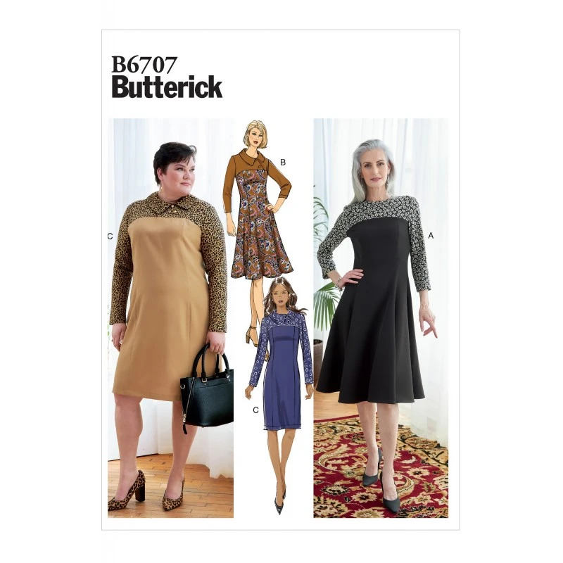 Butterick Sewing Pattern B6707 Womens Fitted Dress With Contrast Yolk 3 Butterick Sewing Pattern B6707 Womens Fitted Dress With Contrast Yolk