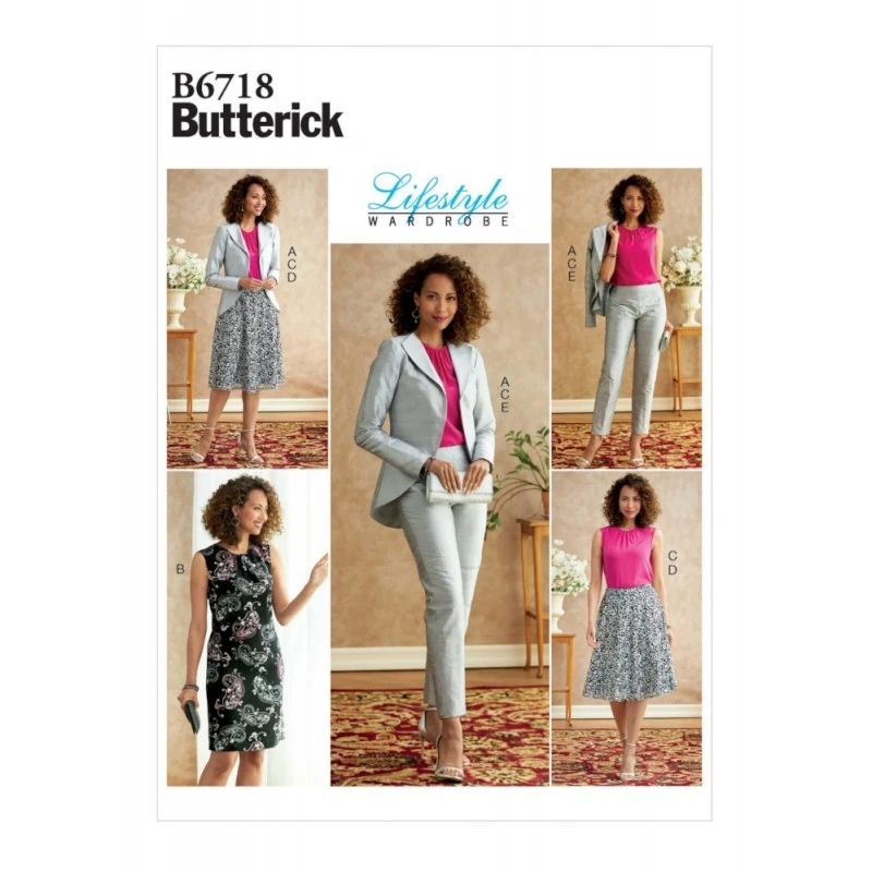 Butterick Sewing Pattern B6718 Misses’ Jacket, Dress, Top, Skirt, & Trousers 3 Butterick Sewing Pattern B6718 Misses’ Jacket, Dress, Top, Skirt, & Trousers