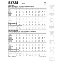 Butterick Sewing Pattern B6728 Misses’ V-neck Empire Waist Dress Flutter Sleeve -OHSEWCRAFTY butterick sewing pattern b6728 misses v neck empire waist dress flutter sleeve 1