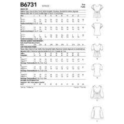 Butterick Sewing Pattern B6731 Misses’ V-neck Tops Front Tie Waist With Side Zip -OHSEWCRAFTY butterick sewing pattern b6731 misses v neck tops front tie waist with side zip 1